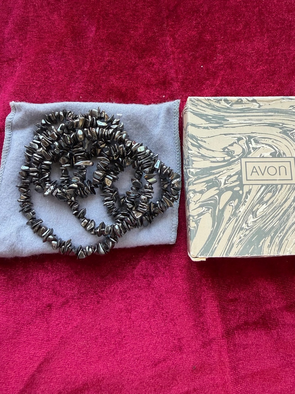 Vintage Avon Genuine Hematite Chip Necklace